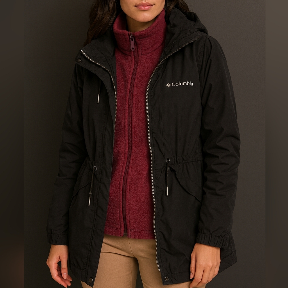 Columbia Black Hooded Windbreaker